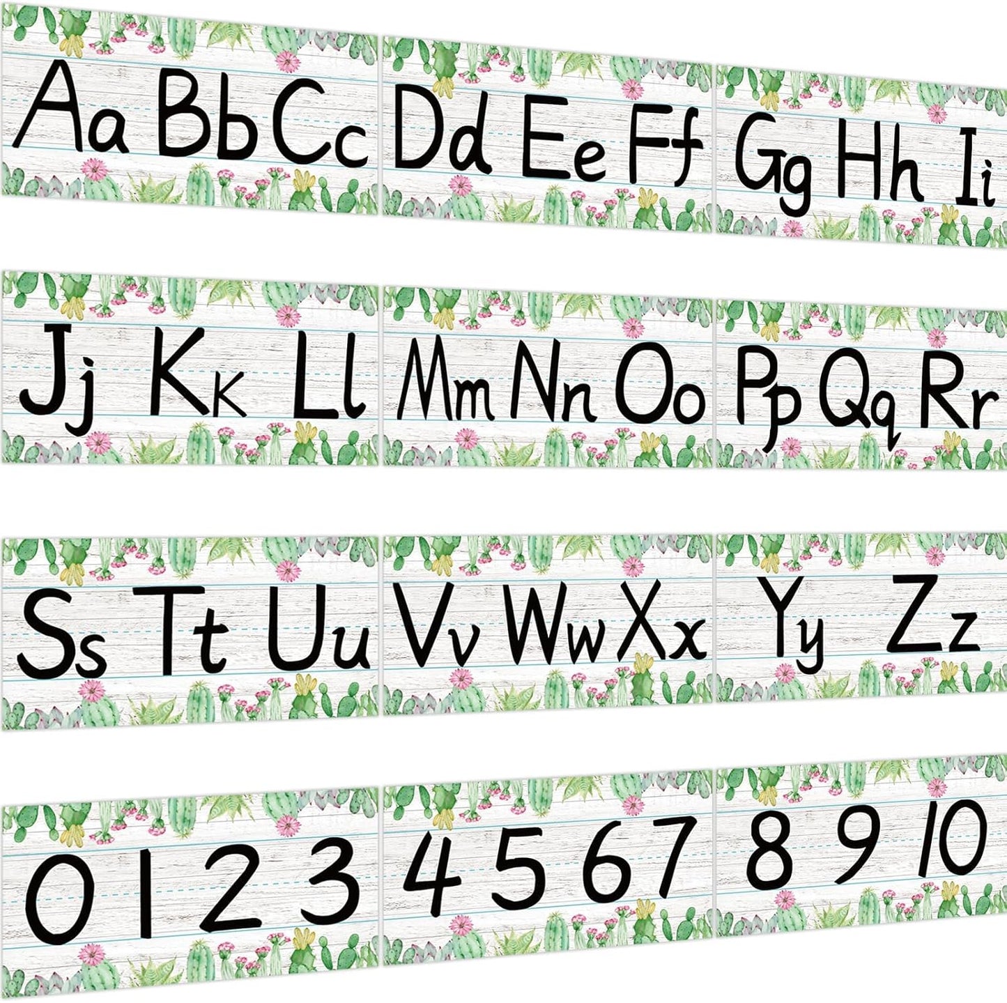 gisgfim 12 Pieces Alphabet Bulletin Board Strips Set Boho Rainbow Alphabet Line ABC Alphabet Banner & Number Border Posters for Preschool Kindergarten Classroom Playroom Bedroom (Boho)