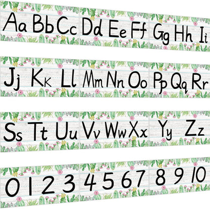 gisgfim 12 Pieces Alphabet Bulletin Board Strips Set Boho Rainbow Alphabet Line ABC Alphabet Banner & Number Border Posters for Preschool Kindergarten Classroom Playroom Bedroom (Boho)