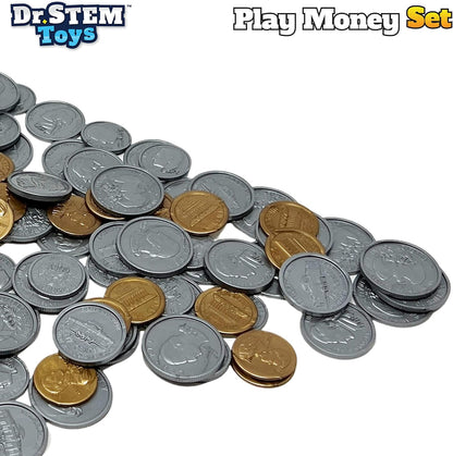 Dr. STEM Toys Play Money for Kids: Durable Boxed Set Provides 400 Pieces of Realistic Fake Money Bills & Fake Coins for Pretend Play, Helps Kids Learn Financial Responsibility & More