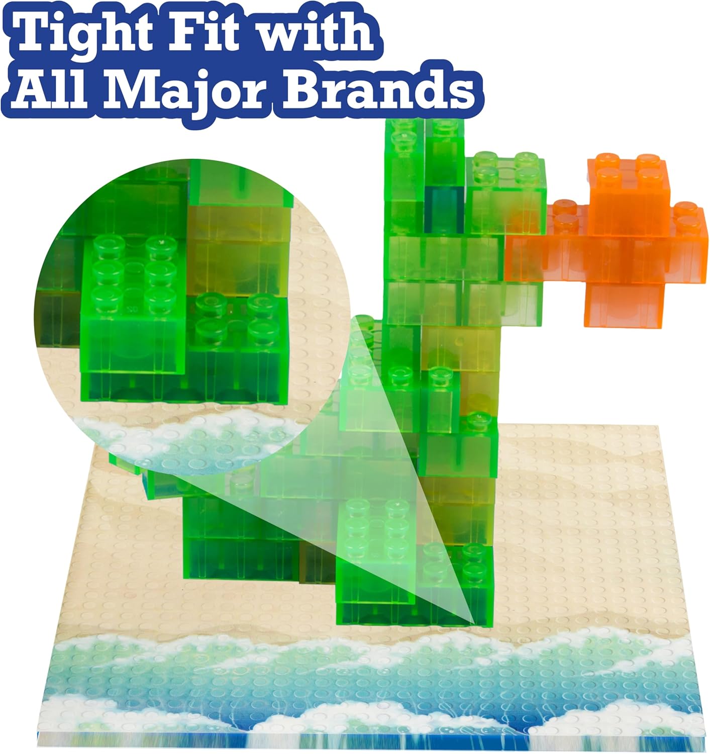 Arctic Terrain Baseplates for Building Bricks - Set of 2 Large 10"x10" Building Plates - Dual Connectivity, Build on Both Sides - Compatible, Tight Fit w Major Brands - STEM Toy & Kids Bday Gift