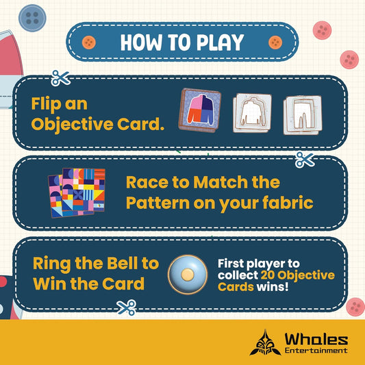 Whales Entertainment |Tailor Master Board Game for Kids 3 +| Family Game Night | Memory Matching Card with Bell Tap| Educational and Fun for Preschool,Toddlers and Parents|Helps Improve Concentration