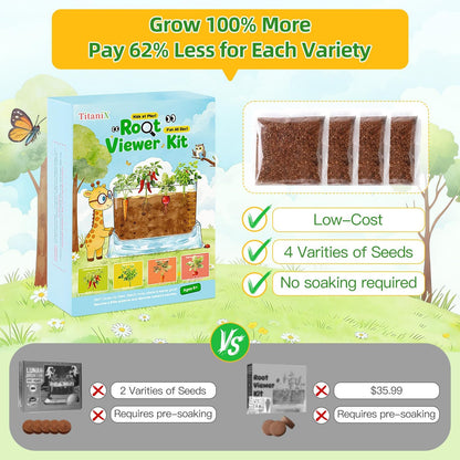 TitaniX Root Viewer Kit for Kids with 4 Seed Varieties, STEM Science Toy & Craft Growing Kits for Boys & Girls, Grow Your Own Plant for Ages 4-8 Birthday Gifts for Boy,4, 5, 6, 7, 8, Year Old