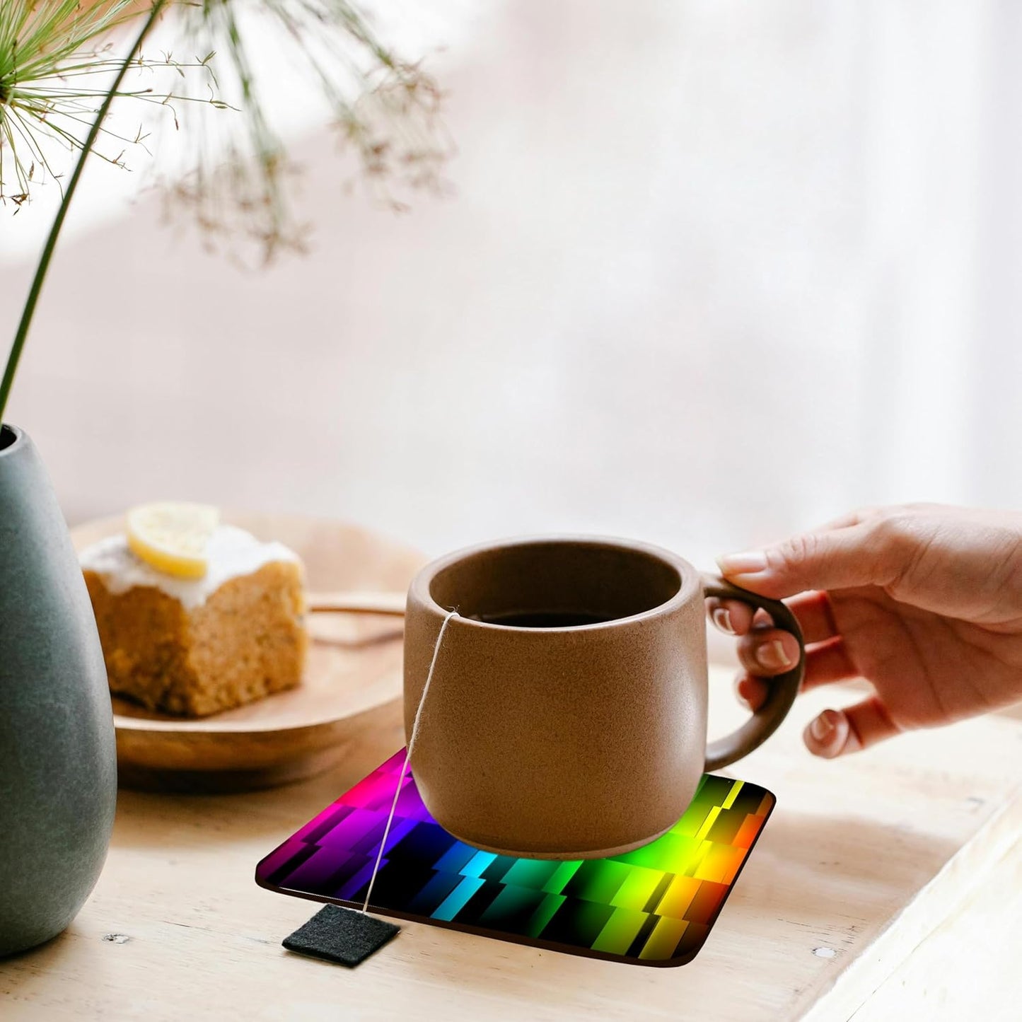 3dRose Prism Fractions a Spectrum of Colors displayed in Geometric Section Set of 8 Ceramic Tile Coasters