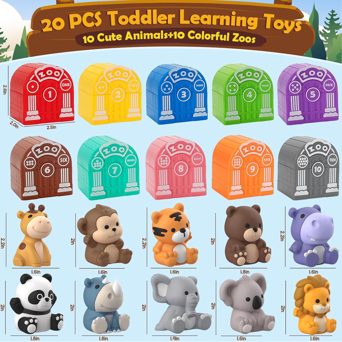 Learning Toys for 1 2 3 Year Old Boys Girls, 20 Pcs Cat Toys for Toddlers 1-3, Kitten Finger Puppet Games, Counting Matching Sorting Motor Educational Playset, Gifts for Baby Toddlers Age 12-18 Months