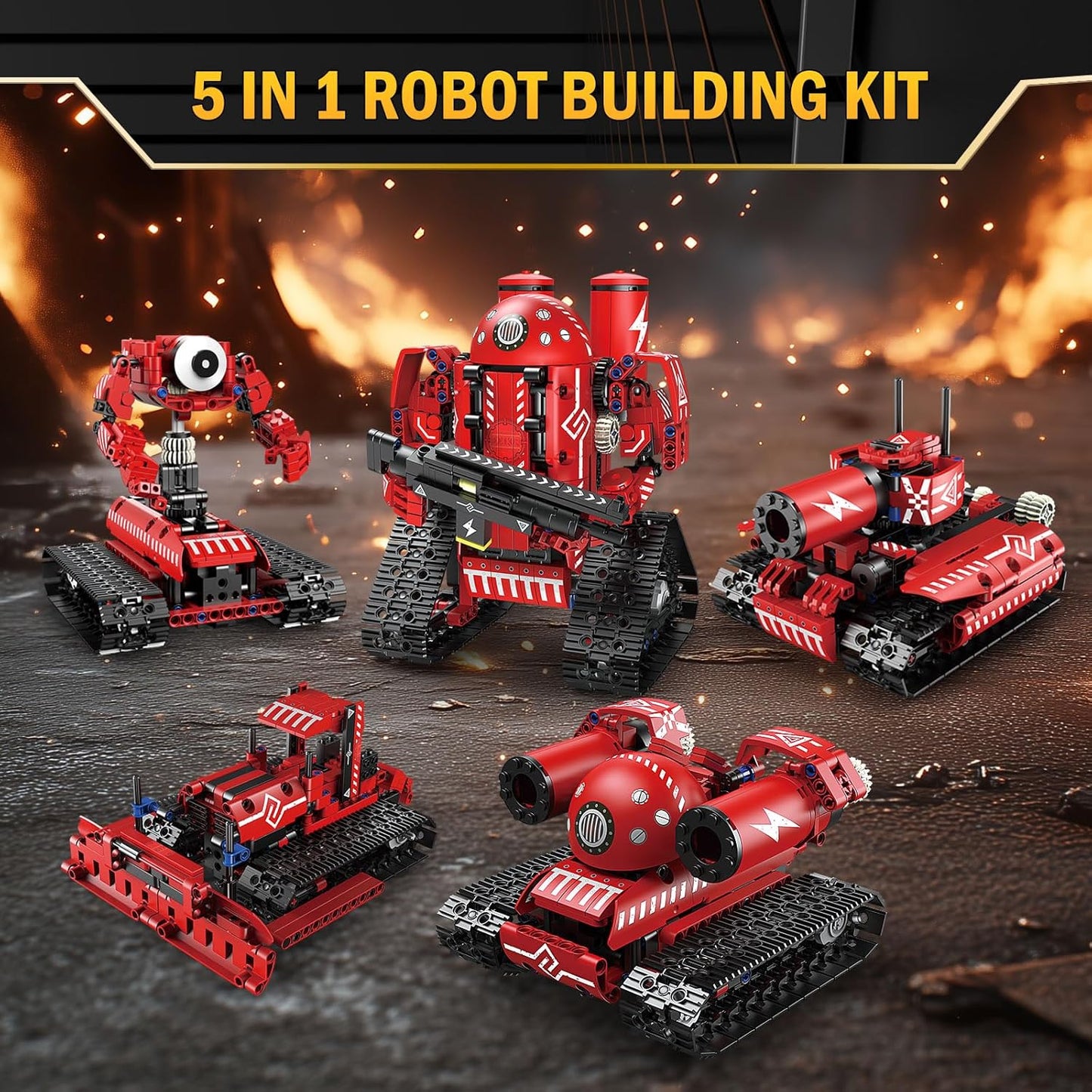 STEM Robot Building Kit with Remote Control for Boys Age 6-13, Coding Robotic Technic Toys Birthday Gifts for Kids, 5 in 1 Science Kit Robotic Models with 539 Pieces