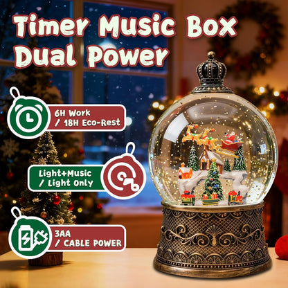 Christmas Snow Globes Lantern, Church and Christmas Tree Christmas Decorations Indoor, 6H Timer Battery & USB Powered Light Up Musical Snow Globes for Kids Women Adults Gift Thanksgiving Home Decor