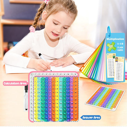 Multiplication Flash Cards + Pop Fidget Multiplication Chart, Times Table Educational Flashcard 3rd Grade, 4th, 5th, 6th Grade