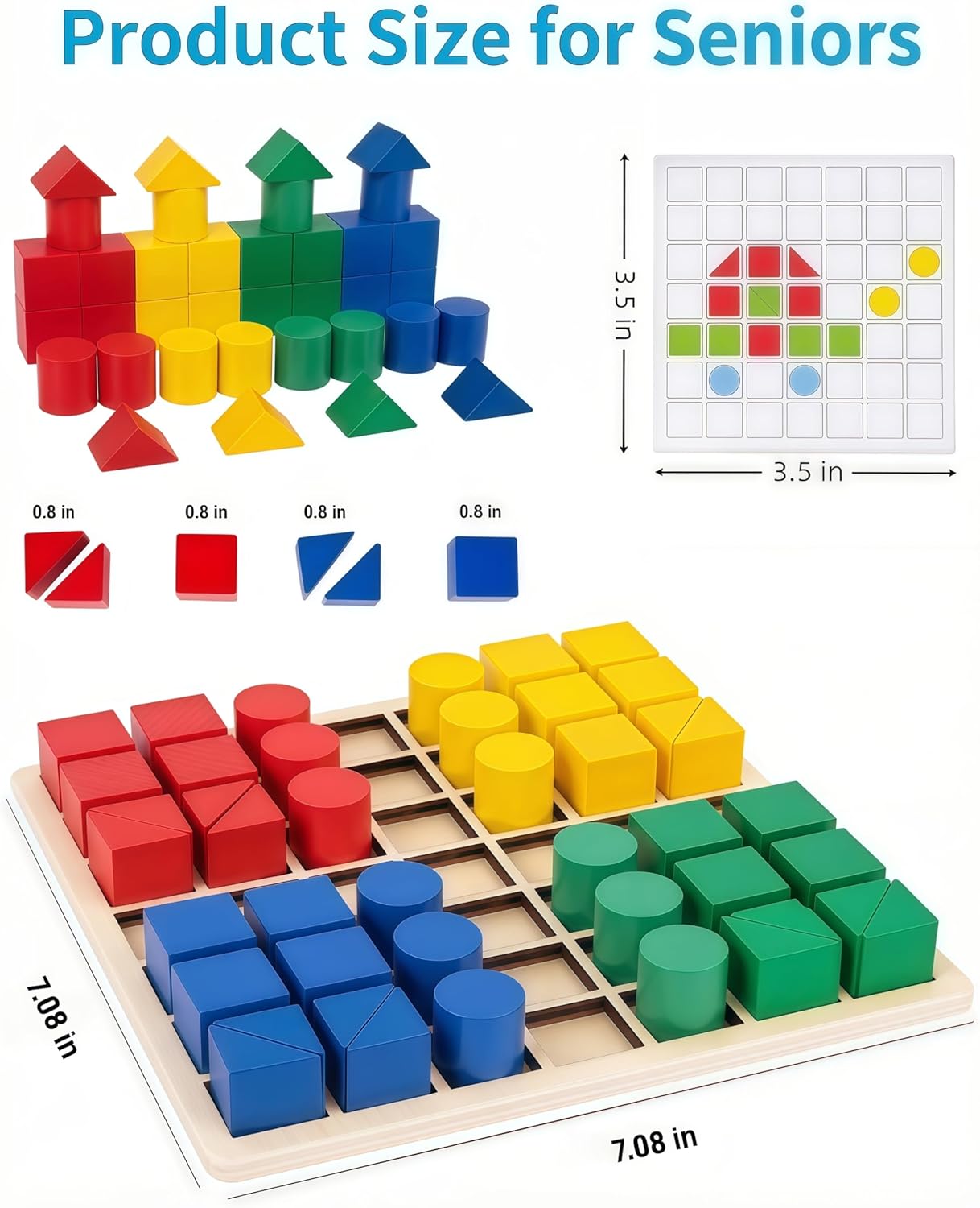 Montessori Toys – Brain Blocks & Tangram Puzzles for Kids Ages 4-8, Learning Resources with Pattern Blocks, Safe Wooden Educational Toy for Toddlers