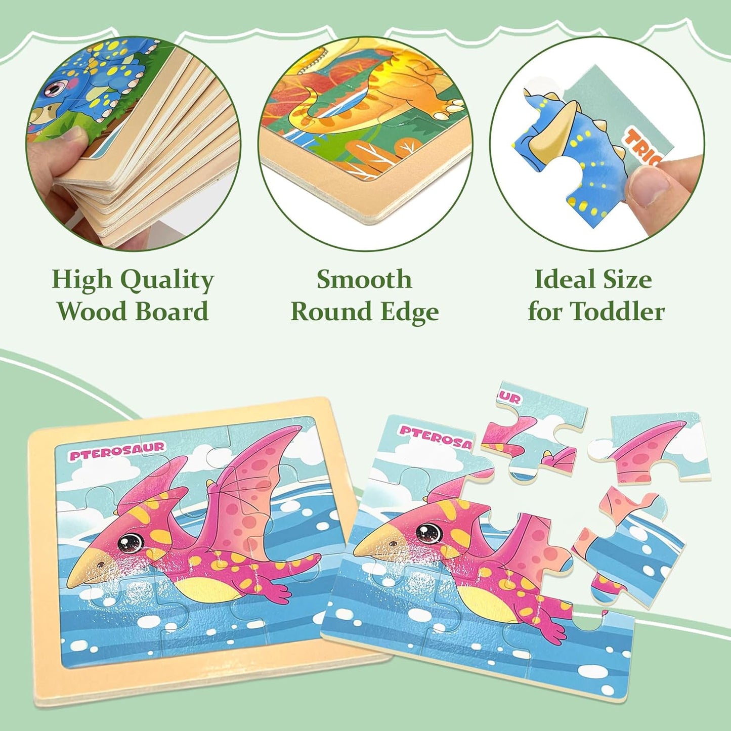 Wooden Animals Puzzles for Toddlers 2-4, 8 Pack 9 PCS Jigsaw Puzzles for Kids 2-4, Wooden Puzzles for Toddlers 3-5, Animal Puzzles for Kids 3-5, Preschool Puzzles Learning Educational Sets Toys