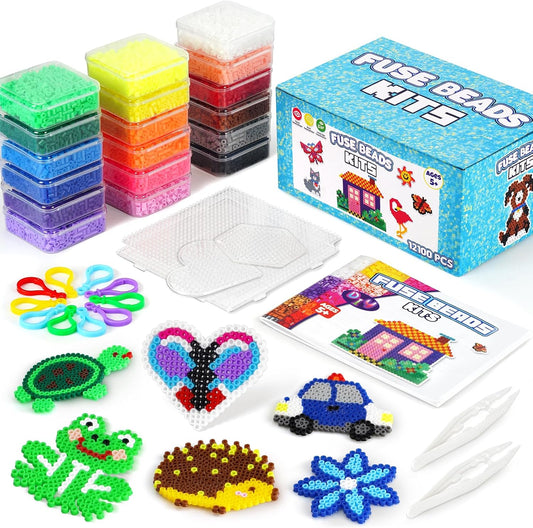 FUNZBO 21000 5mm Fuse Beads Kit - 26 Colors Individual Pack, Homeschool Arts and Crafts Supplies for Kids, Toys Set, Art Decorations for Room, Toys Gifts for Girls and Boys Age 5+