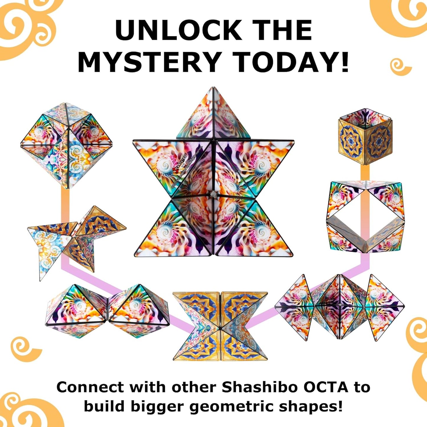 Shashibo Octa Shape Shifting Box - STEM Fidget Toy with Ultra Strong Magnets, Perfect Sensory Gift for Kids, Teens, and Adults – Pairs w/All Shashibo Cubes (Infinity)