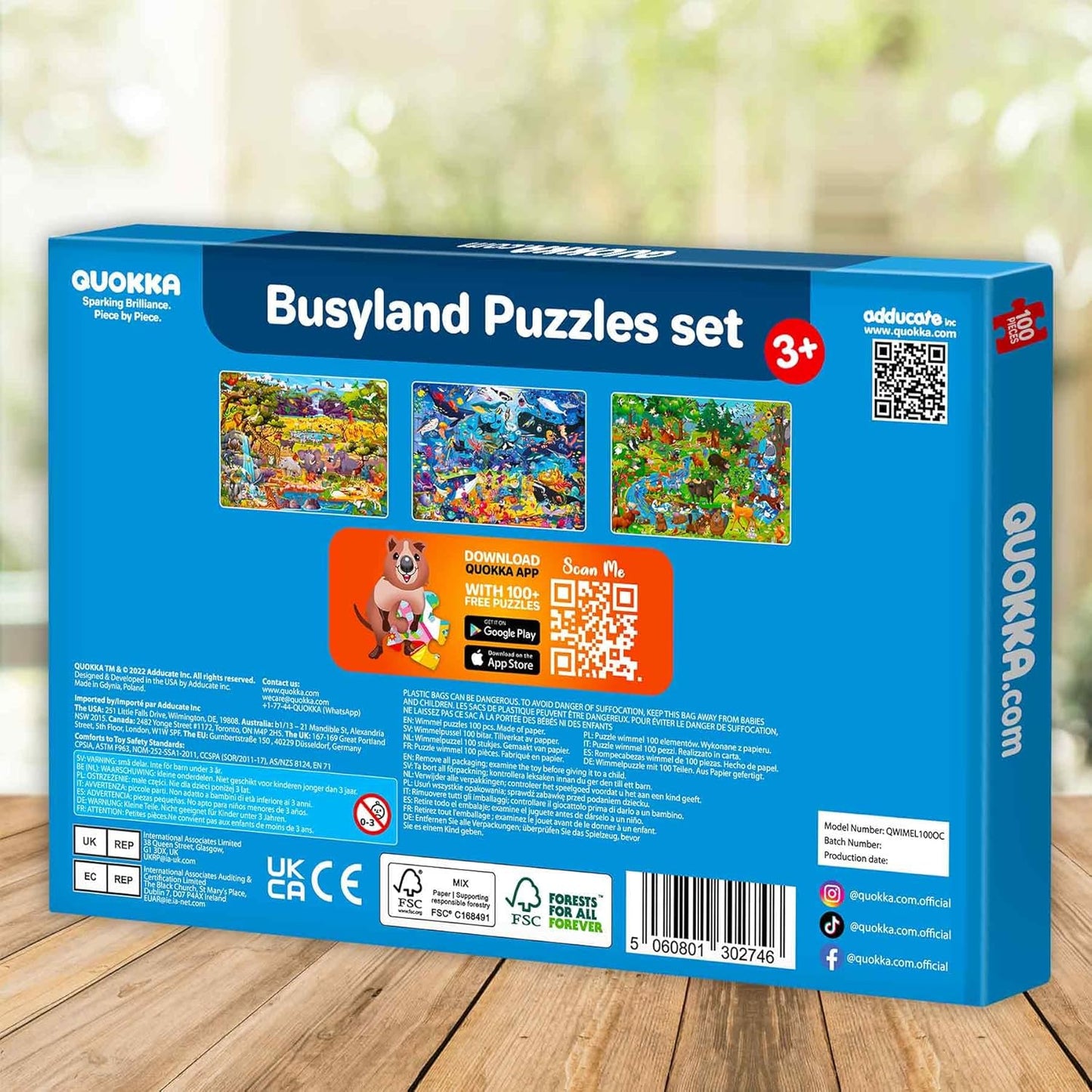QUOKKA 100 Piece Puzzles for Kids Ages 4-6 – Floor Kids Puzzles Ages 6-8 Year Old – Toy for Learning Forest Animals for 8-10 yo – Jigsaw Toddler Game for Boy and Girl 3-5