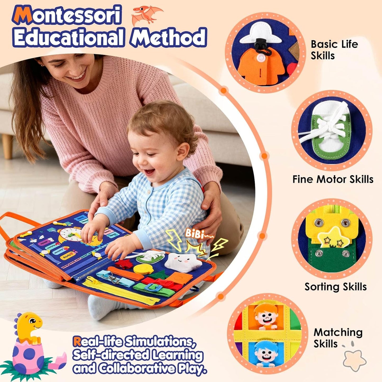 GOLIYEAN Toddler Busy Board - Montessori Toys for Toddler Boy Girl Birthday Gifts, Educational Learning Sensory Busy Book for Toddlers, Quiet Activity Books for Toddlers, Travel Toys for Airplane Car