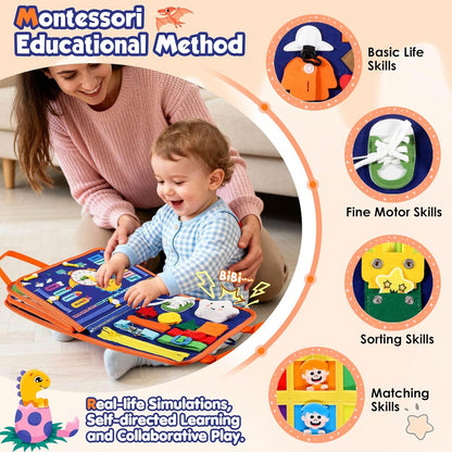 GOLIYEAN Toddler Busy Board - Montessori Toys for Toddler Boy Girl Birthday Gifts, Educational Learning Sensory Busy Book for Toddlers, Quiet Activity Books for Toddlers, Travel Toys for Airplane Car