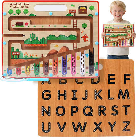 Magnetic Color & Number Maze, Montessori Magnet Toys for Toddlers 3 4 5, Preschool Learning Educational Fine Motor Toys for Boys and Girls (Dinosaur-Small)