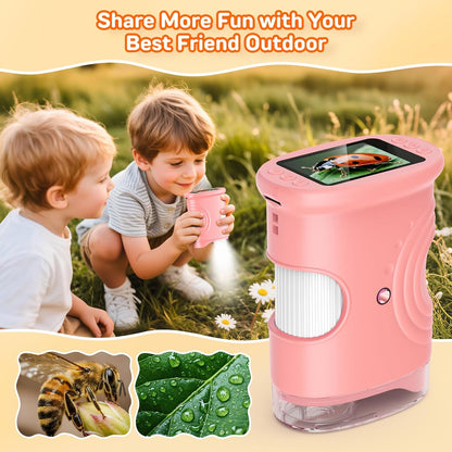 1000X Digital Handheld Microscope for Kids with 2.0" IPS Screen, Outdoor Toys Portable STEM Science Lab Gifts, Rechargeable Pocket Microscope Educational Toy for Boys & Girls Age 4-6 8-12, Orange