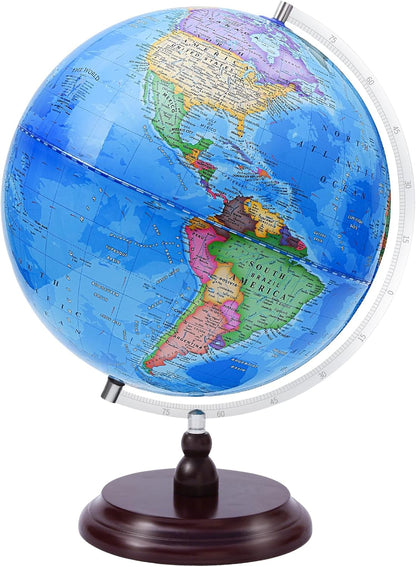 World Globe for Kids Learning, 8 inch Interactive Spinning Earth Globe for Children with Stand, Self-Assembled World Globes for Educational Geography Decorative Kids Room, Classroom, Adults Office