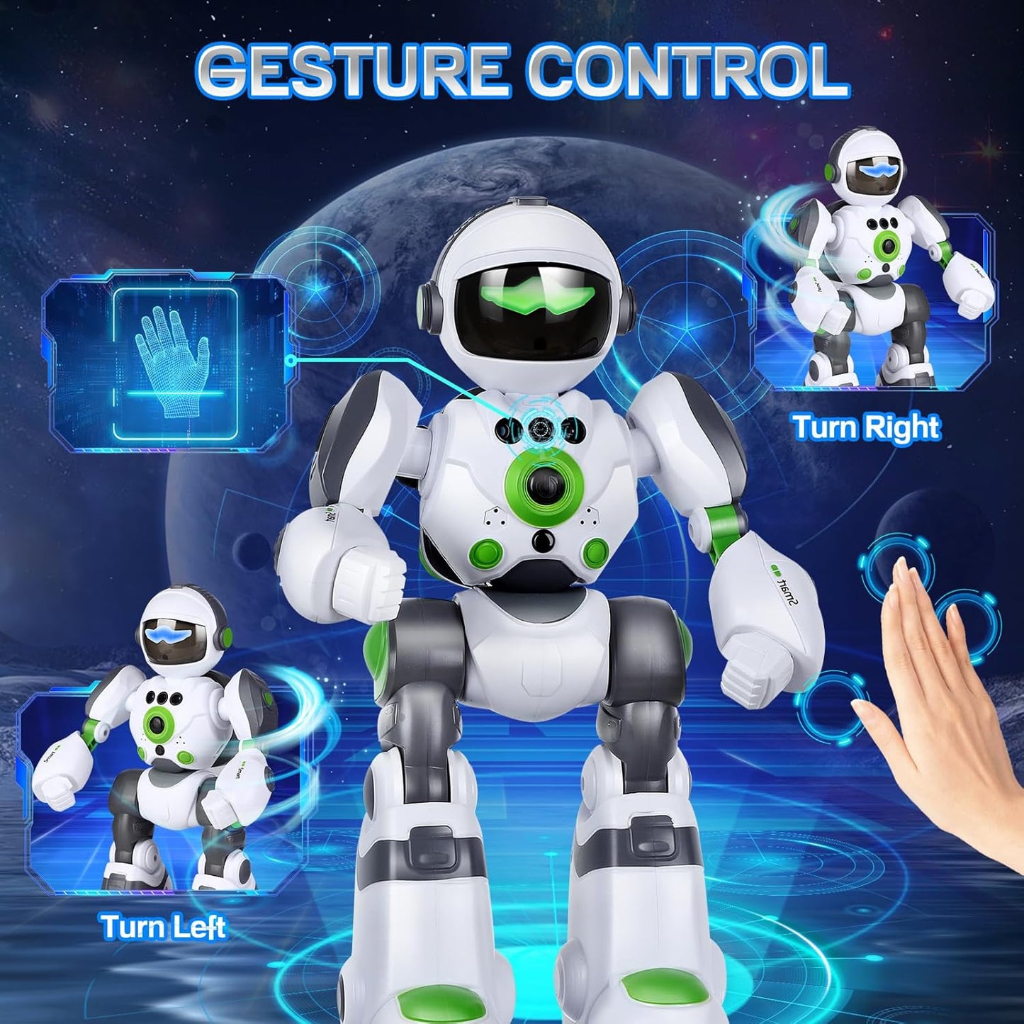 Remote Voice Control Large Robot: Intelligent Programmable Popular Science Story Toys with Gesture Sensing Presents for Kids