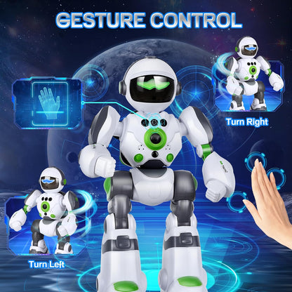 Remote Voice Control Large Robot: Intelligent Programmable Popular Science Story Toys with Gesture Sensing Presents for Kids