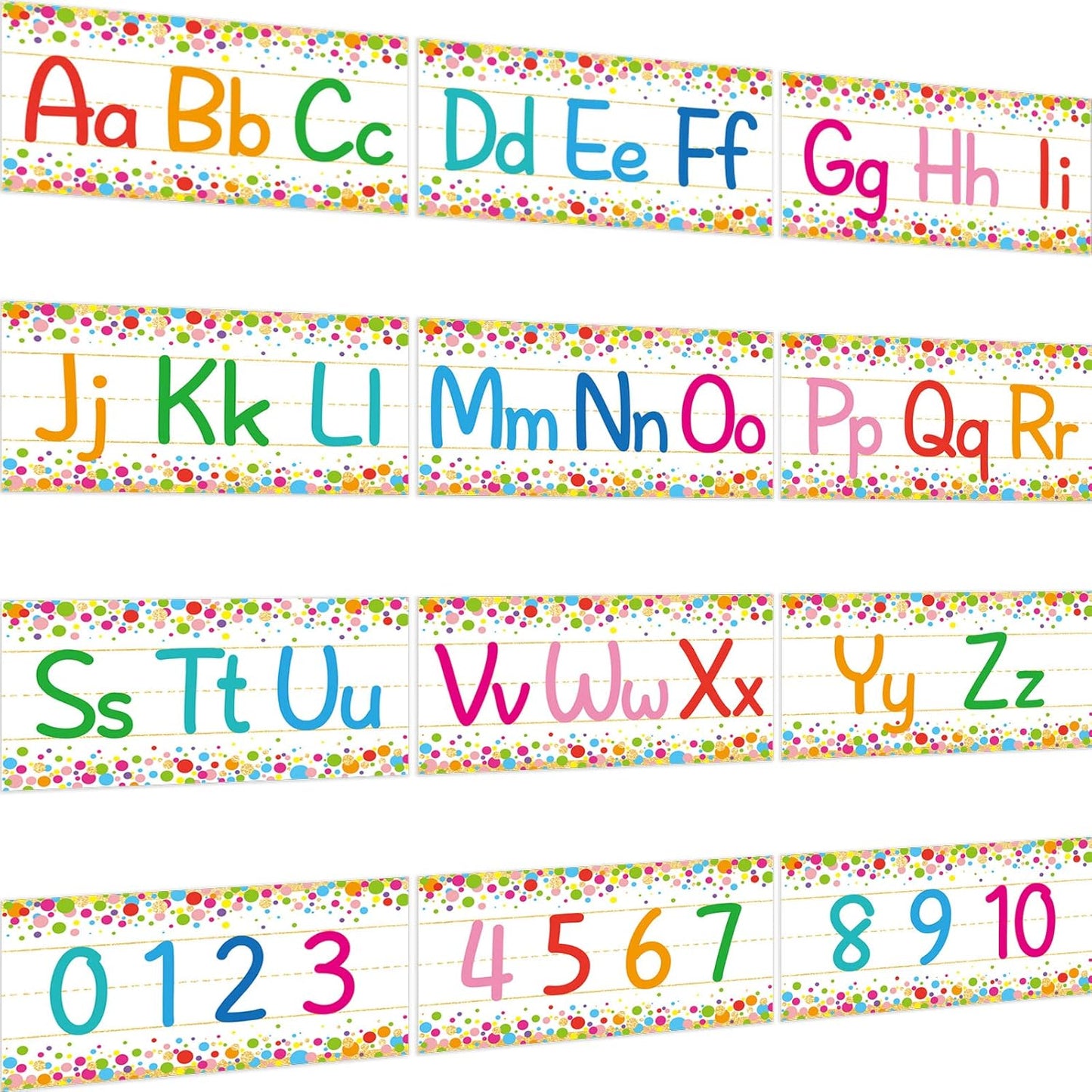 gisgfim 12 Pieces Alphabet Bulletin Board Strips Set Boho Rainbow Alphabet Line ABC Alphabet Banner & Number Border Posters for Preschool Kindergarten Classroom Playroom Bedroom (Boho)