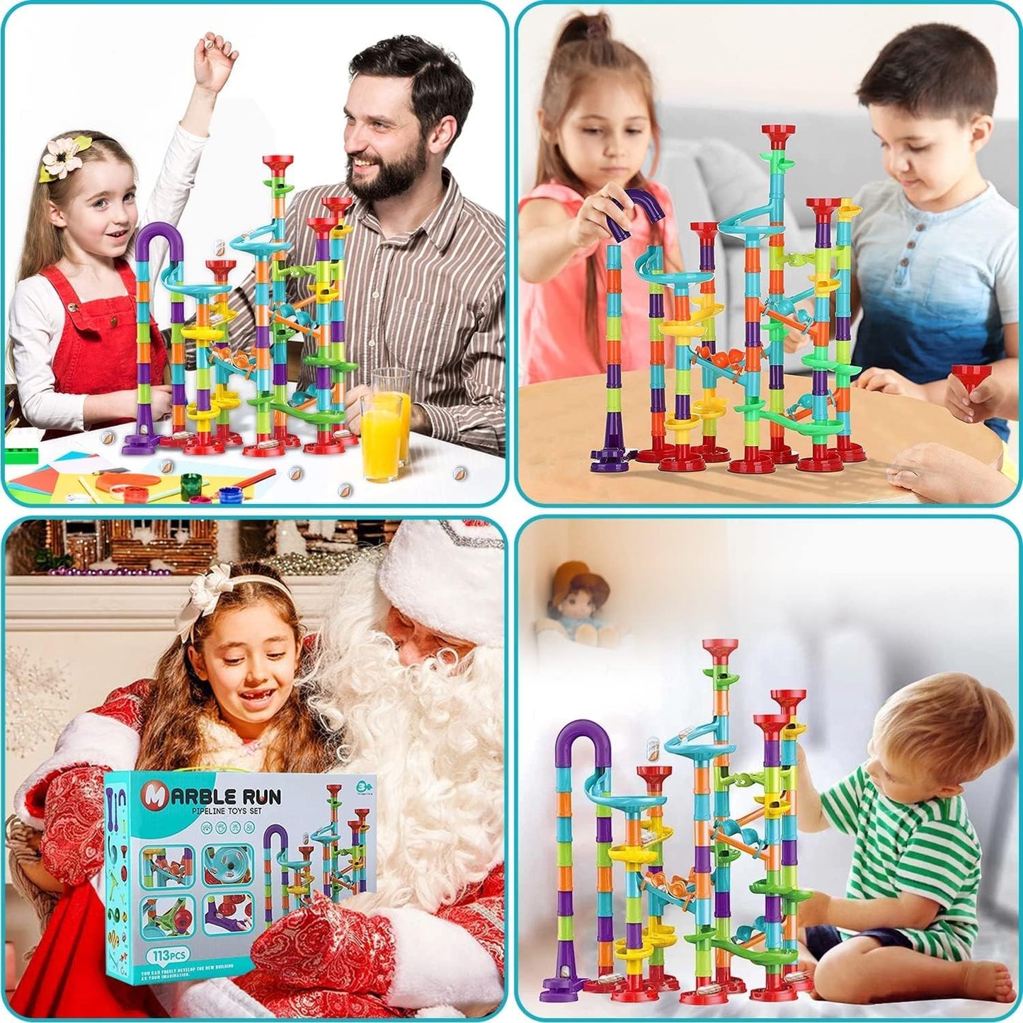 Toys for Boys 4-6 - Marble Runs 3D Maze Game DIY Educational Toys for Kids 5-7 Birthday Gift,Track Pipe Building Blocks Mini Glass Marbles for Kids,Toys for 3+ Year Old Boys Christmas (142PIECES)