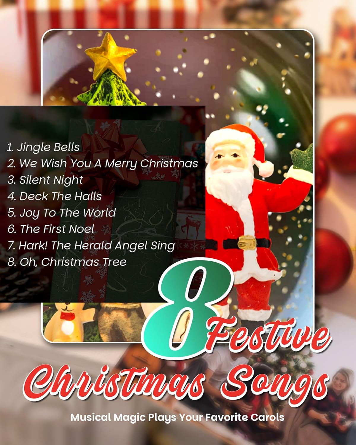 Extra Large Christmas Snow Globes Christmas Lantern, 12.99" Musical Snow Globe with 8 Songs, Santa Snowglobe for Kids Adults, 6H Timer Dual Power, Lighted Christmas Decorations Indoor Gifts