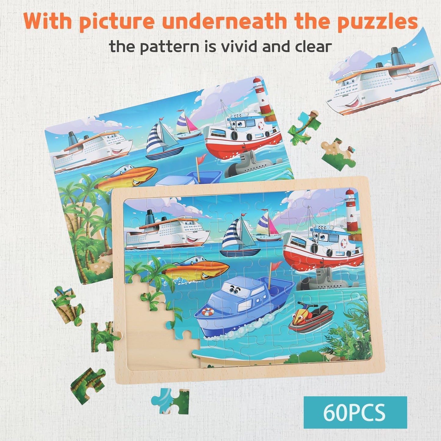 4 Sets of Wooden Puzzles, Each Set has 24 Pieces, Including Castle Unicorn Princess, for Toddlers 3-5, Puzzles for Kids Ages 4-6, Preschool Educational Brain Teaser Toys for Girls 3 4 5 6 Years Old.