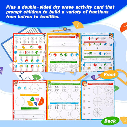 Magnetic Fraction Demonstration Book, Magnetic Fraction Tiles, Fractions Manipulatives, Score Disk Demonstrator Math Puzzle Learning Building Block Set- (2Set)
