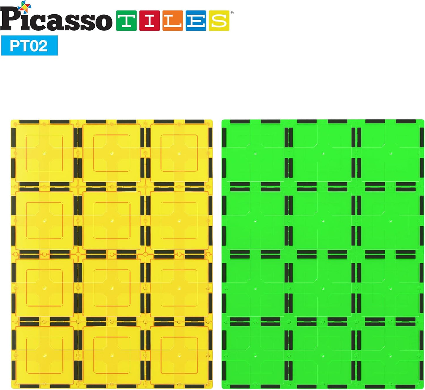 PicassoTiles 12pc Supersized Magnetic Building Tile Base Plate Jumbo XL Foundation Stabilizer Boards STEM Engineering Construction Kit for Kids Educational Learning Toy Magnet Blocks Stacking Set PT12