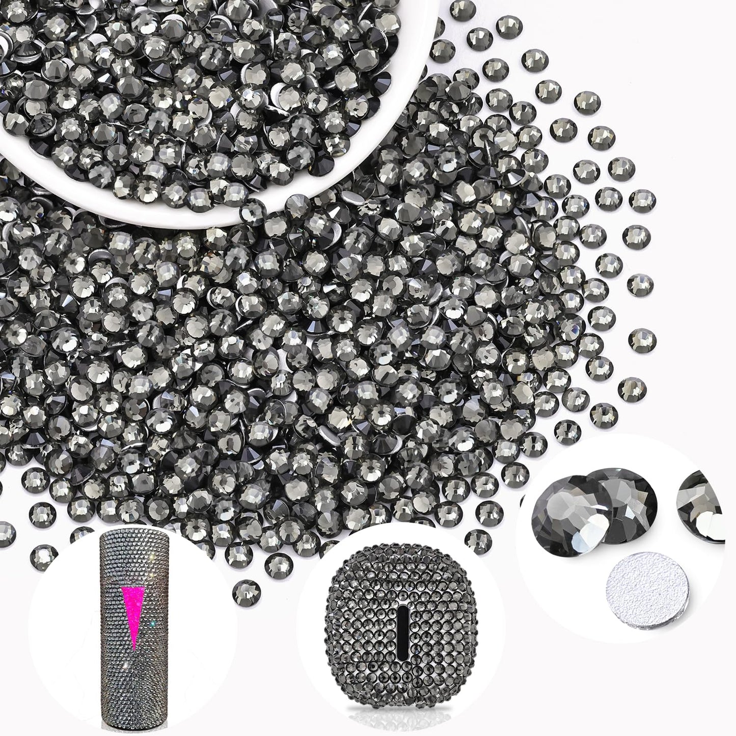 5000PCS SS6/2mm Glass Crystal Rhinestones (Clear), Bedazzling Flatback Rhinestones for Crafting DIY Crafts Nail Art Makeup Decoration, Gems Diamond Charms for Tumbler Shoes Clothing Mug