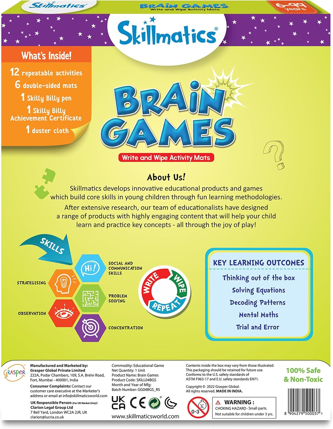 Skillmatics Educational Game - Dots & Mazes, Reusable Activity Mats with Dry Erase Marker, Gifts, Travel Toy, Ages 3 to 6