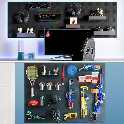 Peg Board, 4PCS Metal Pegboard Wall Organizer. Heavy Duty Pegboard, Peg Boards, Pegboard for Walls, White Pegboard for Garage Craft Room Workbench Office Kitchen Tool Organization, 12"*12"
