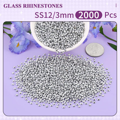 5000PCS SS6/2mm Glass Crystal Rhinestones (Clear), Bedazzling Flatback Rhinestones for Crafting DIY Crafts Nail Art Makeup Decoration, Gems Diamond Charms for Tumbler Shoes Clothing Mug