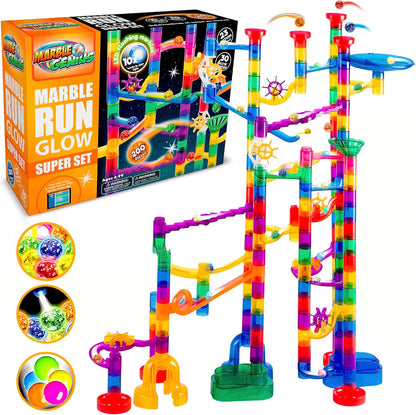 Marble Genius Marble Run Race Track - 300-Piece Multicolor Glow Extreme Set - STEM Building Toy & Marble Race Set for Kids Ages 4+