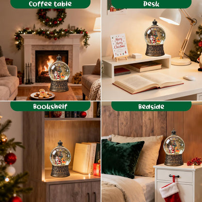 Christmas Snow Globes Lantern, Church and Christmas Tree Christmas Decorations Indoor, 6H Timer Battery & USB Powered Light Up Musical Snow Globes for Kids Women Adults Gift Thanksgiving Home Decor