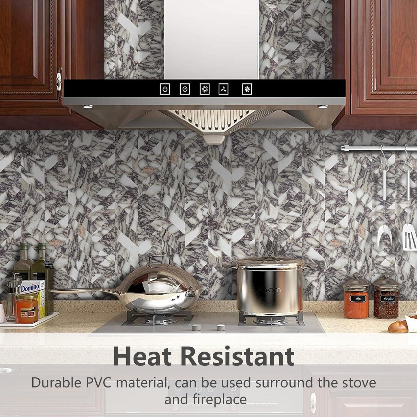 STICKGOO 10-Sheet Herringbone Tile Peel and Stick Backsplash, Beige Mixed Metal Gold PVC Stick on Backsplash, Self Adhesive Wall Tile for Kitchen and Bathroom