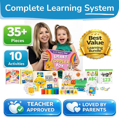 Preschool Montessori Learning Kit With Busy Book For Toddlers 1-3- Baby Flash Cards - Quiet Activity Books - Puzzles Ages 2-4 - Flashcards 3-5 Years - 1 Year Old Boy Gifts -1st Birthday Toys For Girls