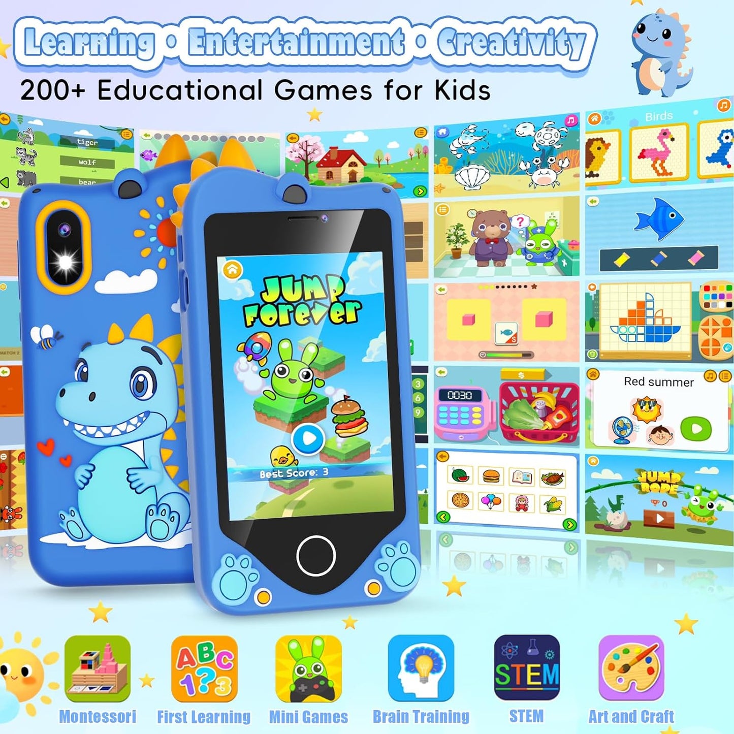 PROGRACE Kids Smart Phone - Talk & Text Learning Toys Cell Phone with Parental Controls, Safe Apps, 4.2" Touchscreen, Dual Camera, Games, Christmas Birthday Gifts for Kids Boys Girls Ages 5-14