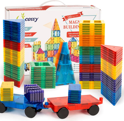 cossy 60 Pcs Magnet Tiles Magnetic 3D Building Blocks Set Educational Construction Toys for 3+ Year Kids with Stronger Magnets, Rivets-Fastened, Educational,Recreational, Conventional
