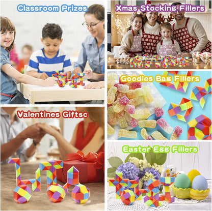 Ganowo 30 Pack Mini Snake Cube Fidget Toys Goodie Bag Stuffers for Kids, Treasure Box Toys for Classroom, Twist Puzzle for Party Favors, Birthday, Back to School Gifts, Stocking Stuffers for Kids