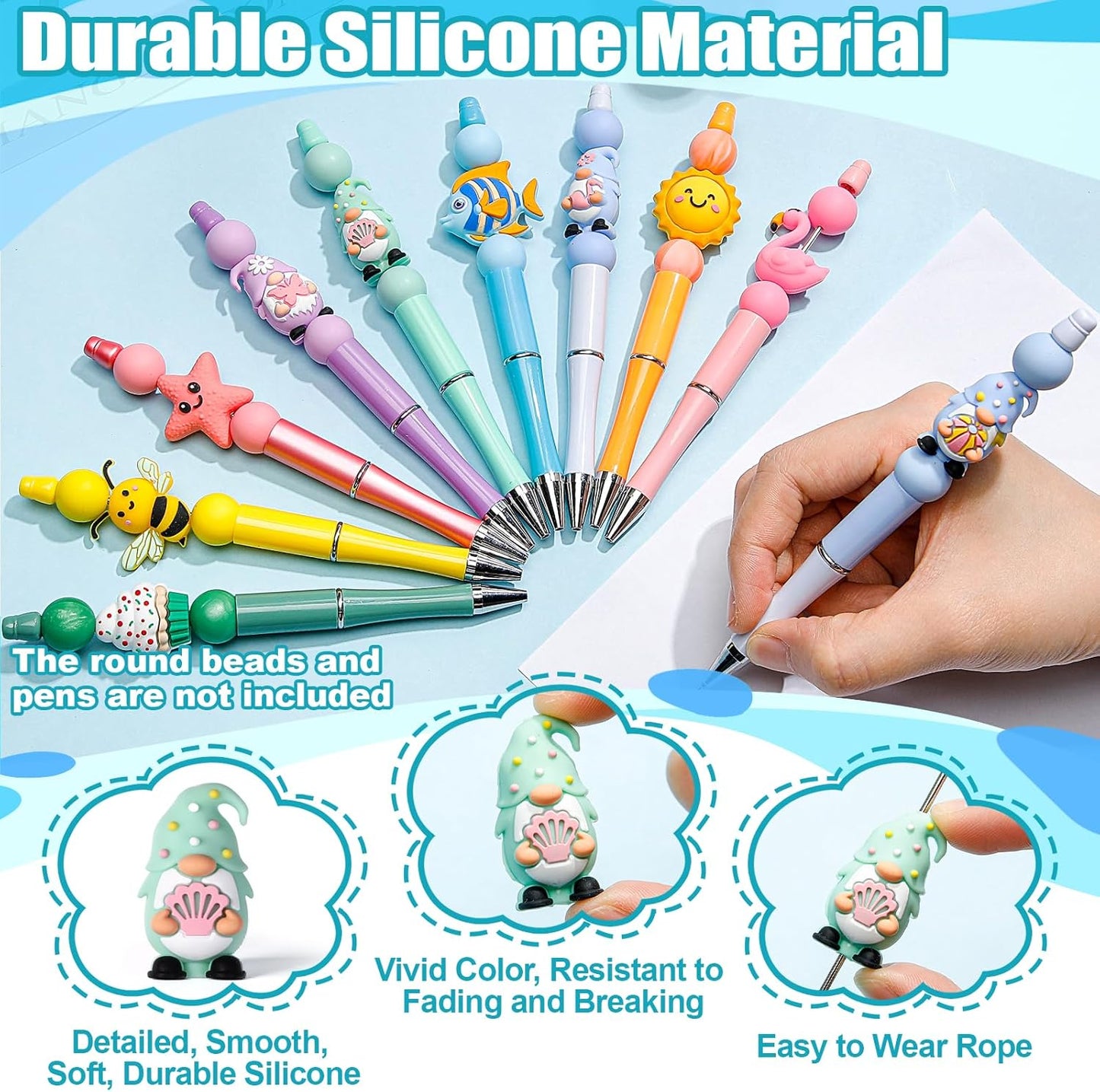 Ferreve 16 Pcs 3D Sports Football Beads Silicone Focal Beads for Keychain Making Pens for Beadable Keychain DIY Crafts Necklace Bracelet Phone Chain Charms Jewelry Making