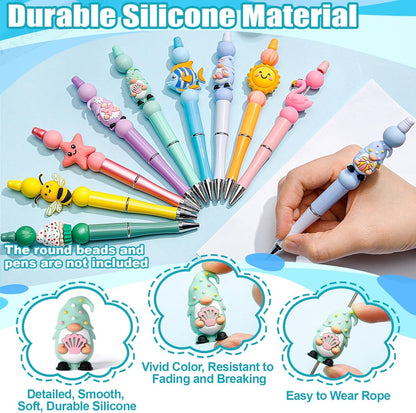 Ferreve 16 Pcs 3D Sports Football Beads Silicone Focal Beads for Keychain Making Pens for Beadable Keychain DIY Crafts Necklace Bracelet Phone Chain Charms Jewelry Making
