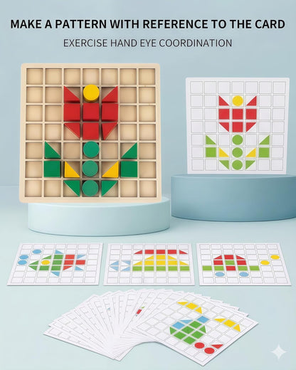 Montessori Toys – Brain Blocks & Tangram Puzzles for Kids Ages 4-8, Learning Resources with Pattern Blocks, Safe Wooden Educational Toy for Toddlers