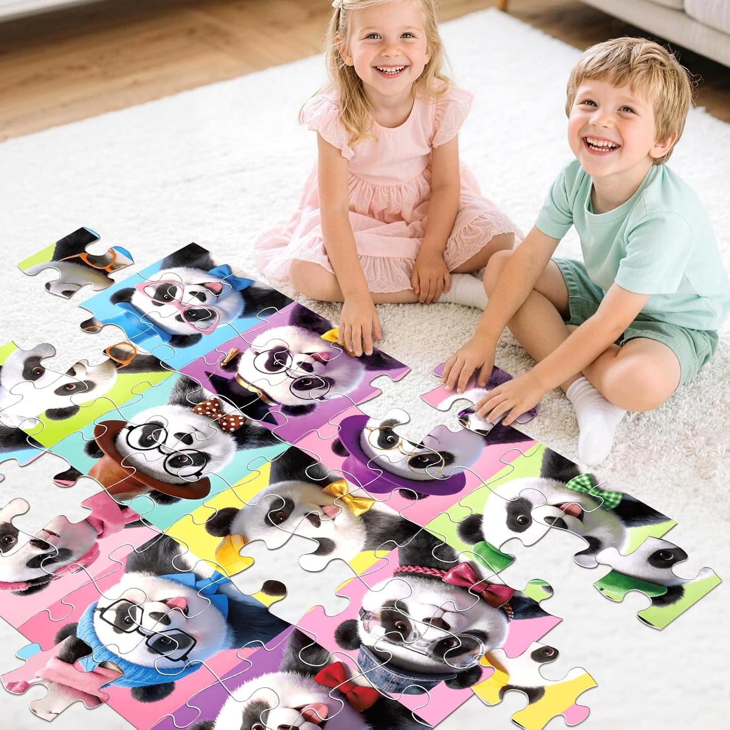 Jumbo Floor Puzzles for Kids Ages 3-5 4-8, 48 Piece Panda Jigsaw Puzzle 23.6"x35.4", Educational Animal Floor Puzzle for Kids Ages 4-6 6-8, Birthday for Boys & Girls