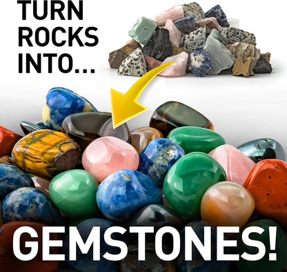 National Geographic Rock Tumbler Kit – Hobby Edition Includes Rough Gemstones, and 4 Polishing Grits, Great STEM Science Kit for Geology Enthusiasts, Rock Polisher for Kids and Adults