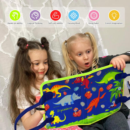 LearnToy Montessori Busy Board for Boys 3 4 5 Year, Sensory Toys for Toddlers 3-6, Ideal for Travel and Preschool - ABCs, 123s, Shapes, Colors, Animals, Weather, Birthday Gifts