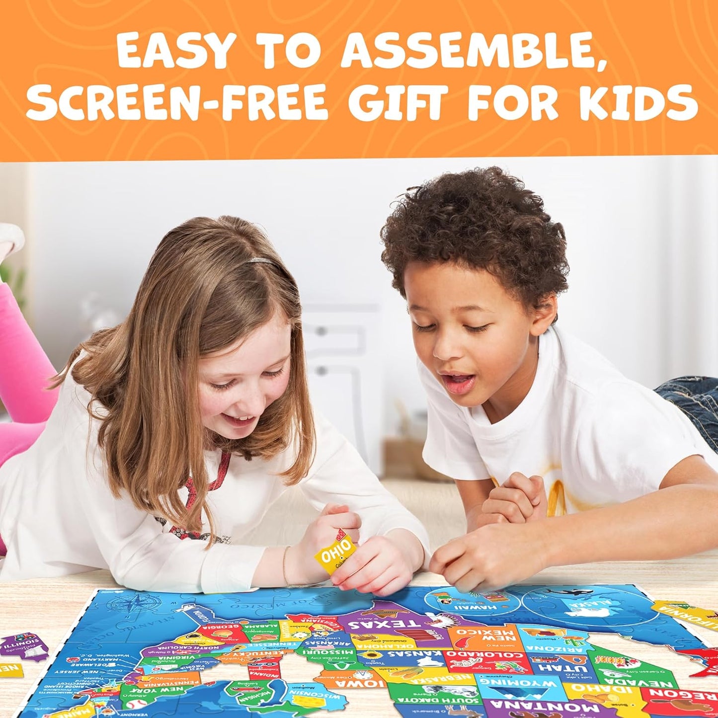 World Map Puzzle for Kids - 75 Piece - World Puzzles with Continents - Childrens Jigsaw Geography Puzzles for Kids Ages 4-8, 5, 6, 7, 8-10 Year Olds - Globe Atlas Puzzle Maps Learning Games Gifts