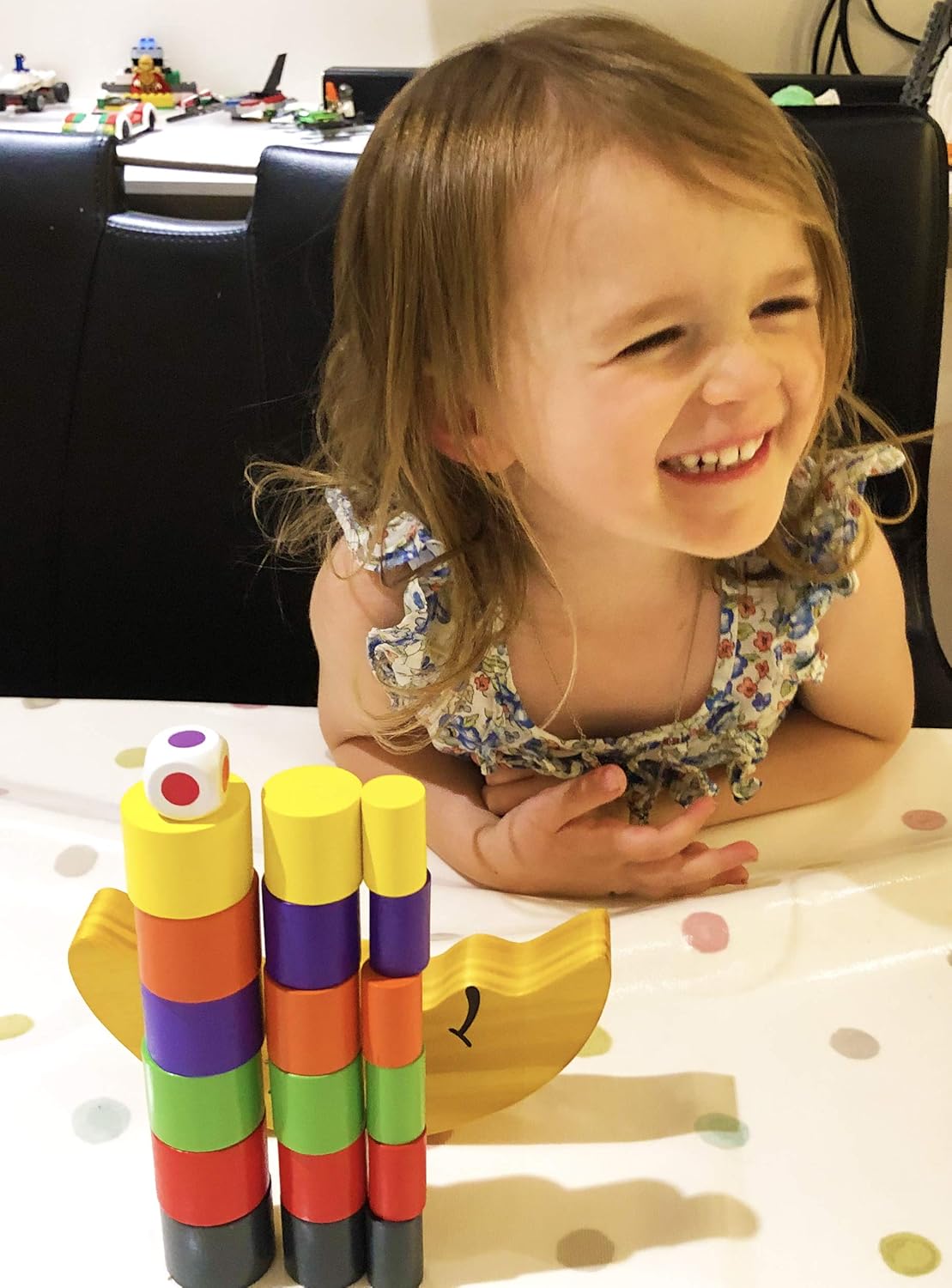 TOWO Wooden Stacking Blocks Balancing Game for Children - Moon Equilibrium Game Moon Wooden Stacking Blocks and Sorting Toy for 3 Years Old- Math Educational Toys for Preschool Kids