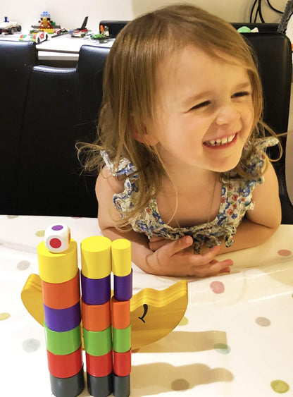 TOWO Wooden Stacking Blocks Balancing Game for Children - Moon Equilibrium Game Moon Wooden Stacking Blocks and Sorting Toy for 3 Years Old- Math Educational Toys for Preschool Kids