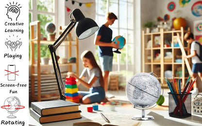 Political Globe Dia 5.5-inch / 14cm- Educational/Geographic - Stainless Steel Arc and Base - School, Home, and Office
